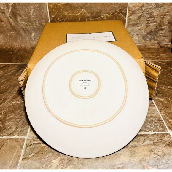 4pc Stoneware Dinnerware Plate Set White/Tan - Threshold - New - Picture 5 of 8